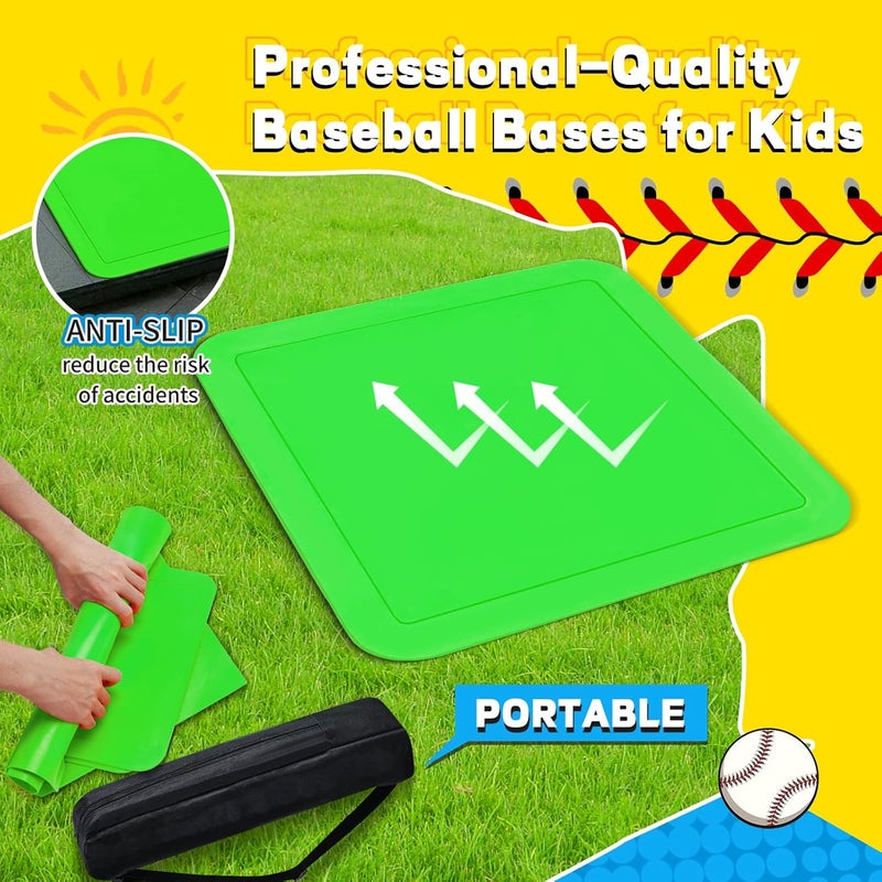 Lolyer Baseball Bases for Yard - 3 Throw Down Bases 1 Homeplate 1 Pitching Rubber with Baseball Bases Bag for Kids Practice, Rubber Bases for Kickball Baseball Play - Image 3